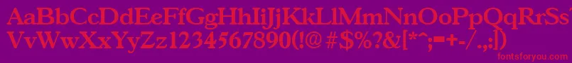 フォントGascogneDemibold – 紫の背景に赤い文字