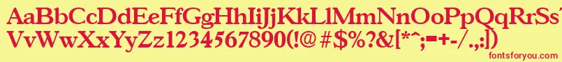 GascogneDemibold-Schriftart – Rote Schriften auf gelbem Hintergrund