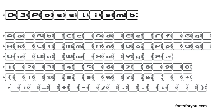 D3Pazzlismb-fontti – aakkoset, numerot, erikoismerkit