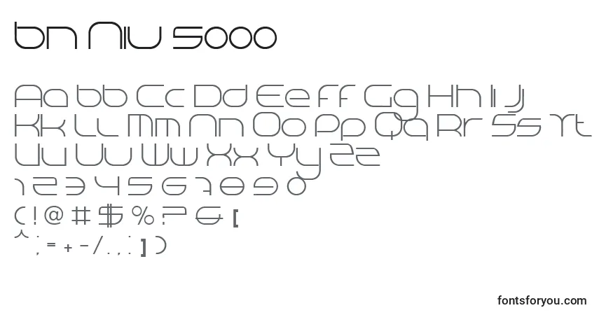 Bn Niv 5000フォント–アルファベット、数字、特殊文字