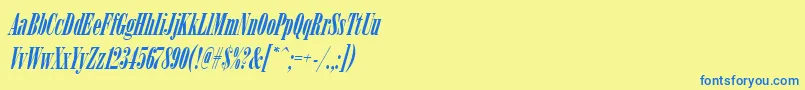 Saiba mais sobre a fonte ArsisdeeregItalic Fonte ArsisdeeregItalic – fontes azuis em um fundo amarelo