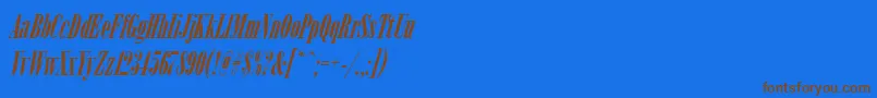 ArsisdeeregItalic-Schriftart – Braune Schriften auf blauem Hintergrund