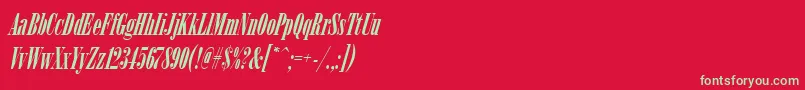 ArsisdeeregItalic-Schriftart – Grüne Schriften auf rotem Hintergrund