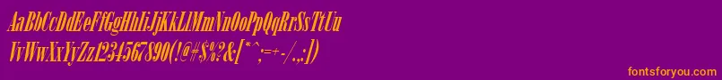 ArsisdeeregItalic-fontti – oranssit fontit violetilla taustalla