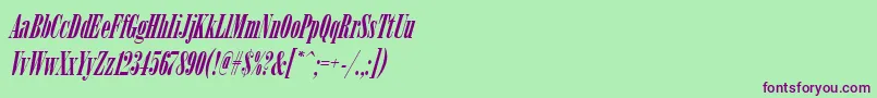 ArsisdeeregItalic-fontti – violetit fontit vihreällä taustalla