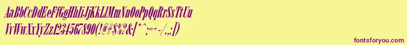 ArsisdeeregItalic-fontti – violetit fontit keltaisella taustalla