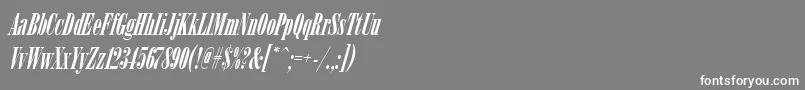ArsisdeeregItalic-fontti – valkoiset fontit harmaalla taustalla