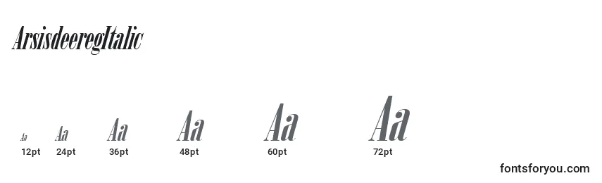 Размеры шрифта ArsisdeeregItalic