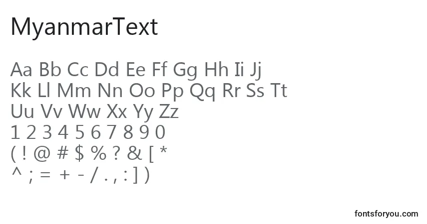 Czcionka MyanmarText – alfabet, cyfry, specjalne znaki