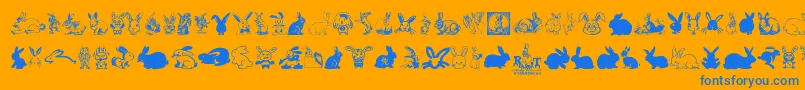 Rabbit-Schriftart – Blaue Schriften auf orangefarbenem Hintergrund