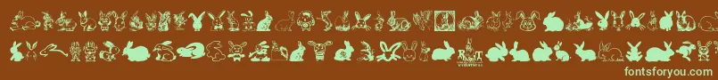 Rabbit-Schriftart – Grüne Schriften auf braunem Hintergrund