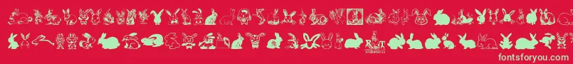 Rabbit-Schriftart – Grüne Schriften auf rotem Hintergrund