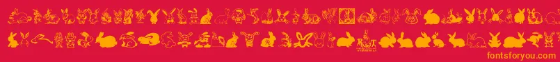 Rabbit-Schriftart – Orangefarbene Schriften auf rotem Hintergrund