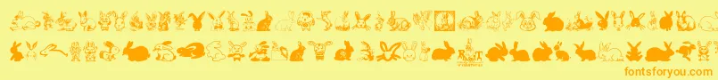 Rabbit Font – Orange Fonts on Yellow Background