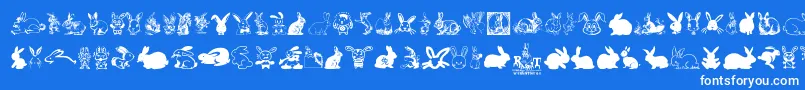 Rabbit-Schriftart – Weiße Schriften auf blauem Hintergrund