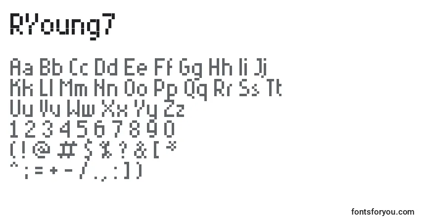 Fuente RYoung7 - alfabeto, números, caracteres especiales