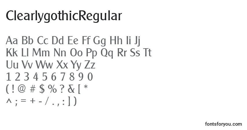 ClearlygothicRegular-fontti – aakkoset, numerot, erikoismerkit