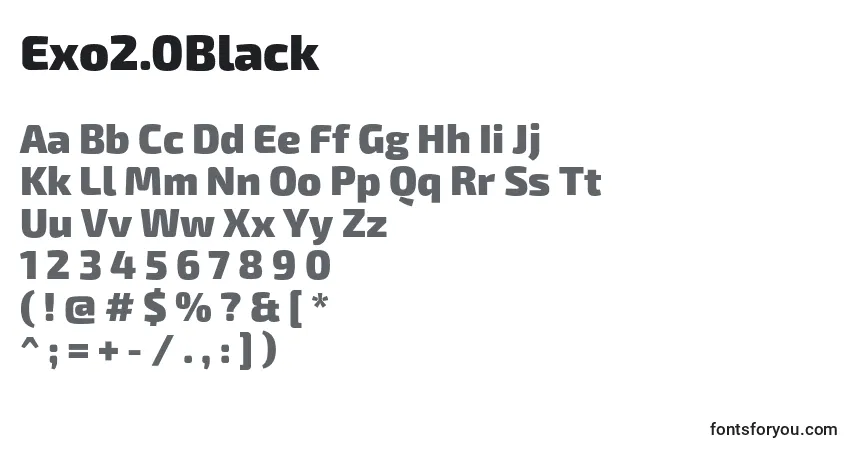 Czcionka Exo2.0Black – alfabet, cyfry, specjalne znaki