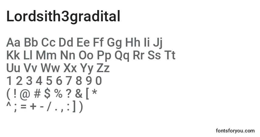 Lordsith3graditalフォント–アルファベット、数字、特殊文字