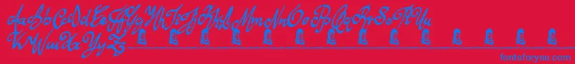 Fonte AnythingForYou – fontes azuis em um fundo vermelho