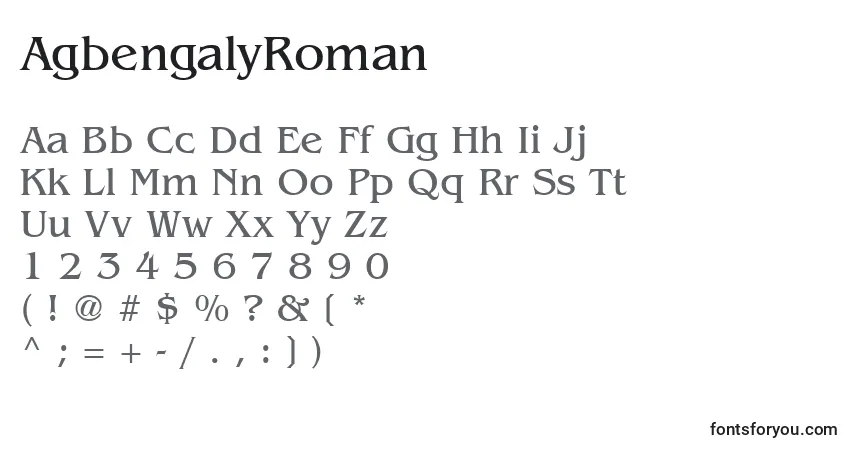 Czcionka AgbengalyRoman – alfabet, cyfry, specjalne znaki