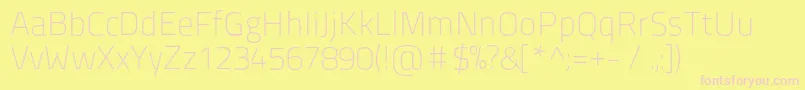 Titilliumtitle20-fontti – vaaleanpunaiset fontit keltaisella taustalla