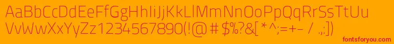 Titilliumtitle20-fontti – punaiset fontit oranssilla taustalla