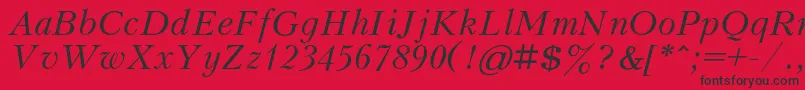 フォントKudrashovcItalic – 赤い背景に黒い文字