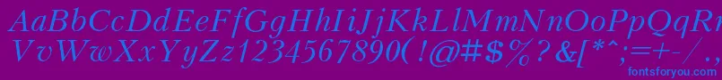 KudrashovcItalic Font – Blue Fonts on Purple Background