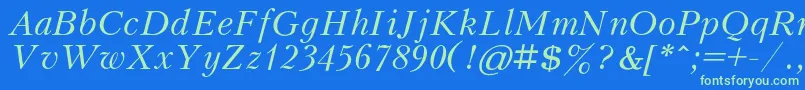 KudrashovcItalic Font – Green Fonts on Blue Background