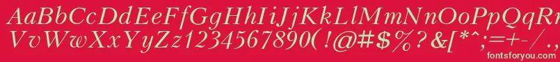 KudrashovcItalic Font – Green Fonts on Red Background