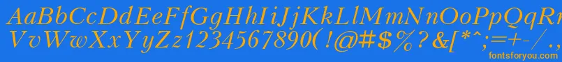 KudrashovcItalic Font – Orange Fonts on Blue Background