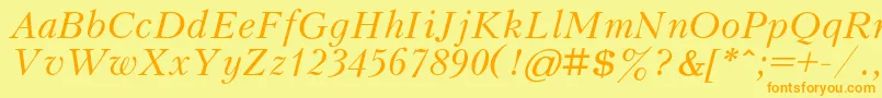 KudrashovcItalic Font – Orange Fonts on Yellow Background