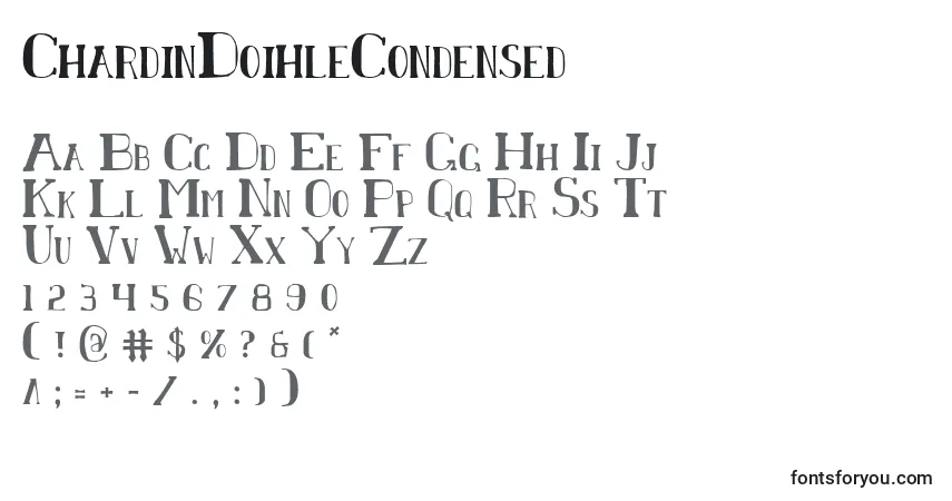 Czcionka ChardinDoihleCondensed – alfabet, cyfry, specjalne znaki