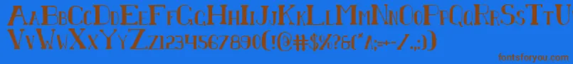 フォントChardinDoihleCondensed – 茶色の文字が青い背景にあります。