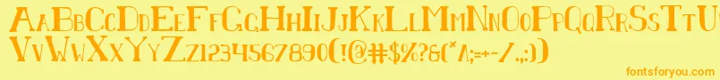 ChardinDoihleCondensed-Schriftart – Orangefarbene Schriften auf gelbem Hintergrund