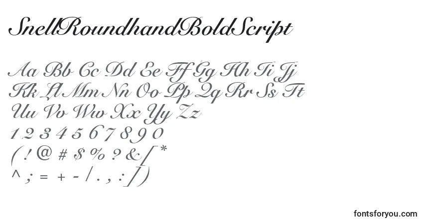Шрифт SnellRoundhandBoldScript – алфавит, цифры, специальные символы