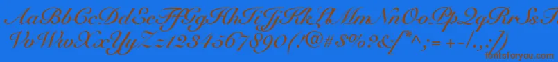 SnellRoundhandBoldScript Font – Brown Fonts on Blue Background