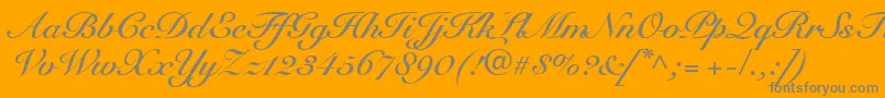 SnellRoundhandBoldScript-Schriftart – Graue Schriften auf orangefarbenem Hintergrund