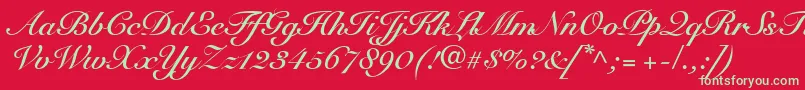 SnellRoundhandBoldScript Font – Green Fonts on Red Background