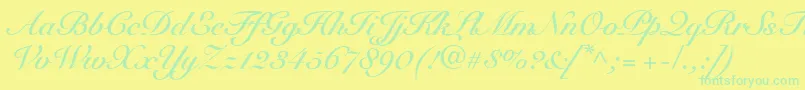SnellRoundhandBoldScript Font – Green Fonts on Yellow Background