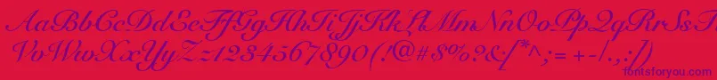 フォントSnellRoundhandBoldScript – 赤い背景に紫のフォント