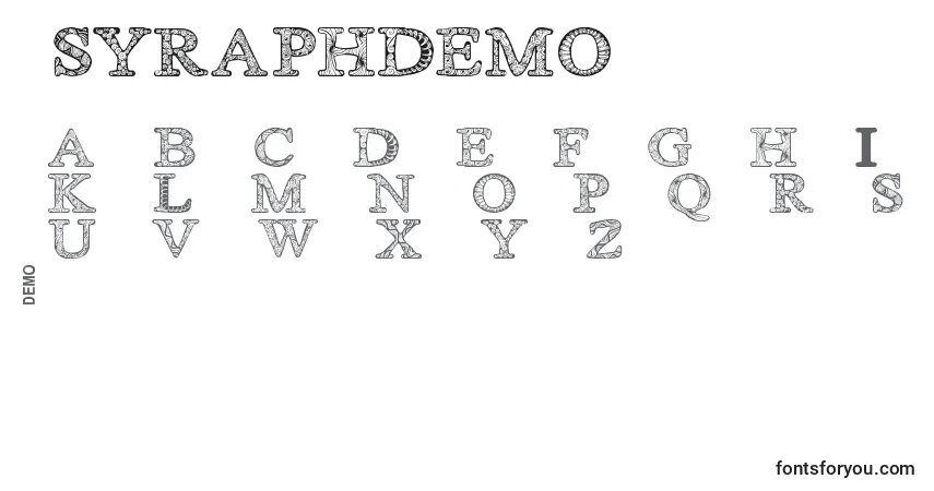 Шрифт Zsyraphdemo – алфавит, цифры, специальные символы