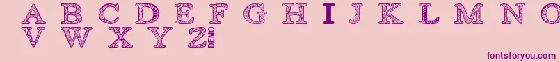 Zsyraphdemo-Schriftart – Violette Schriften auf rosa Hintergrund