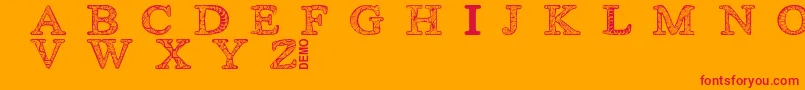 Zsyraphdemo-Schriftart – Rote Schriften auf orangefarbenem Hintergrund