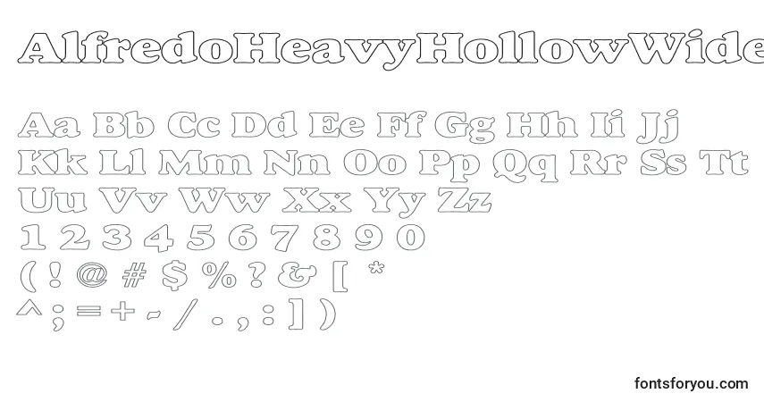 Czcionka AlfredoHeavyHollowWide – alfabet, cyfry, specjalne znaki