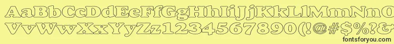 AlfredoHeavyHollowWide Font – Black Fonts on Yellow Background