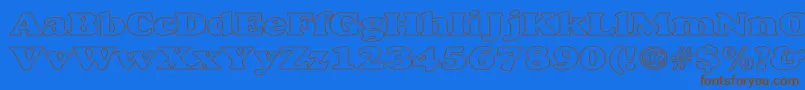 AlfredoHeavyHollowWide-Schriftart – Braune Schriften auf blauem Hintergrund