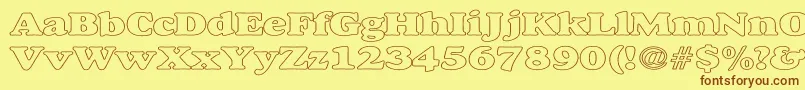 AlfredoHeavyHollowWide Font – Brown Fonts on Yellow Background