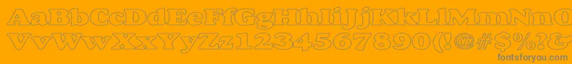 AlfredoHeavyHollowWide-Schriftart – Graue Schriften auf orangefarbenem Hintergrund